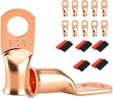 10 PCS 2 AWG 3/8 Stud Ring Terminal Connectors, Battery Cable Ends Lugs