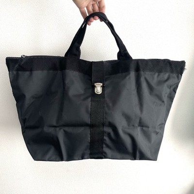 Max Mara Duffle Bag Weekend Handbag Tote Boston Large Black Nylon Made In Italy