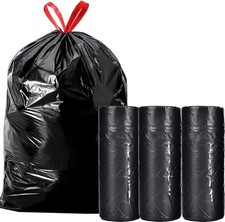 Large Black Trash Bags 20 Gallon Drawstring 1 Count Pack of 60 ,