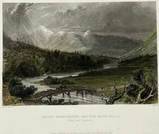 Orig. 1838 Print,Mount Washington The White Hills,Crawford,NH,Bartlett,Mountains
