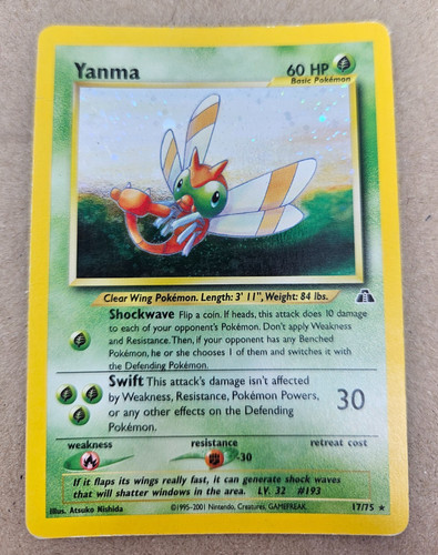 Yanma 17/75 Holo Rare Unlimited Neo Discovery DMG