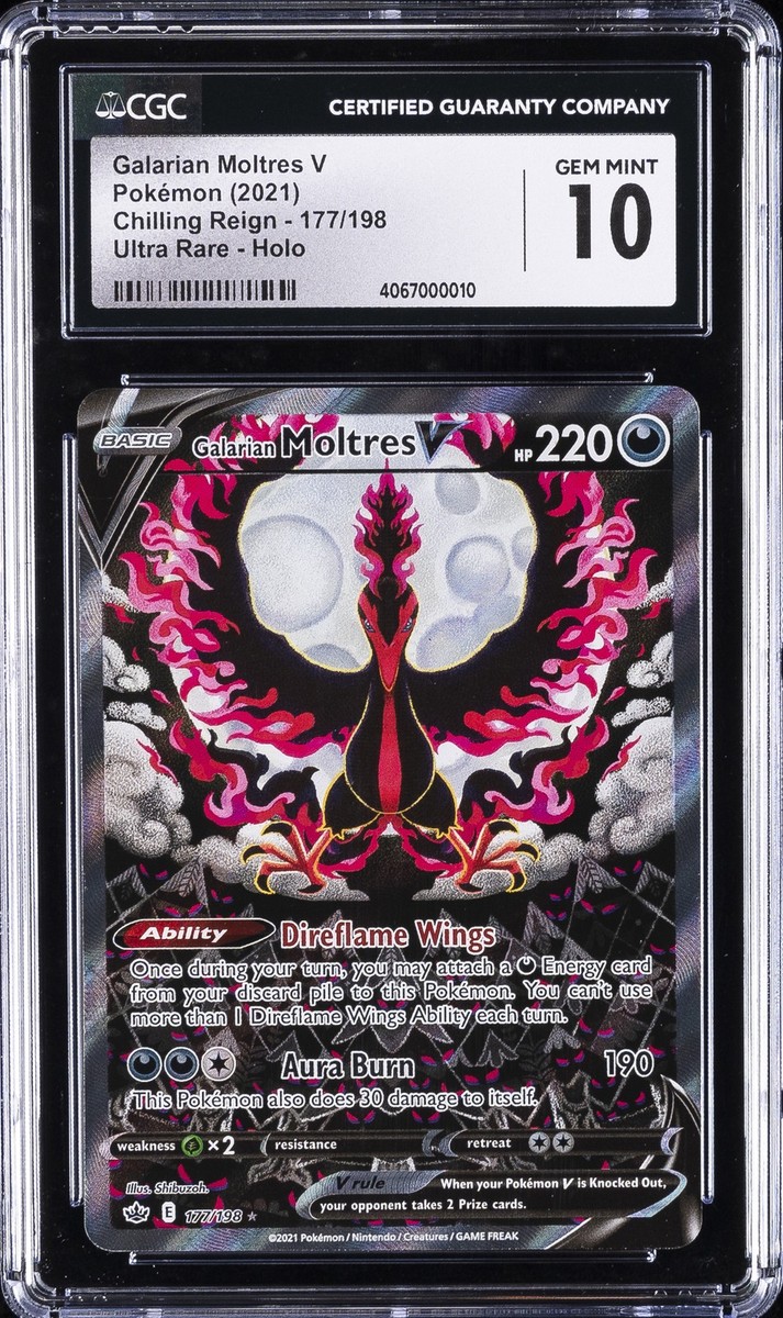 2021 #177 FULL ART/GALARIAN MOLTRES V CGC 10 GEM MINT | eBay