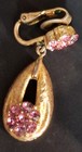 Vtg Crown Trifari Gold Tone Birthday Ribbon Necklace & Earrings... Pink  — photo 5