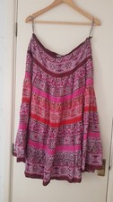 WAREHOUSE  Boho Tiered Silk Gypsy Midi Skirt 14 Festival Pink Purple