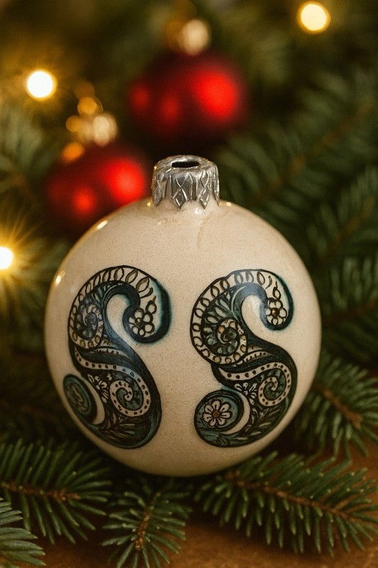 Deruta Italy Hand-Painted Ceramic Christmas Ornament Natale 2010” Signed – Rare