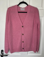 M S Pink Lambswool Rich V-Neck Cardigan - Size 10