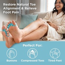 Toe Separators Toe Spacers for Men Women Foot Care Bunion Support Clear 2 Pack