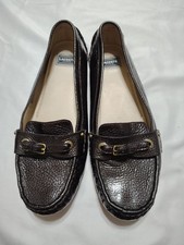 Zapatos mocasines planos de conducción Lacoste Rima marrón hielo para mujer talla 7,5 cuero