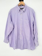 Kirkland Signature Mens 17.5-33 Button Down Shirt Purple Stripe Non Iron Career