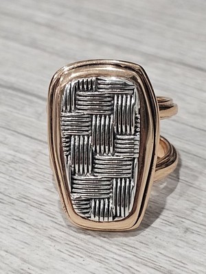 Barse Ring zweifarbig 925 Sterling Silber Rotgold Größe 8,5 