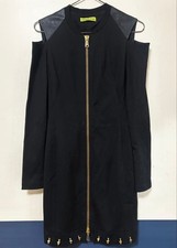 VERSACE JEANS Off-the-shoulder Black Knit Dress, Women's Size 38 (i24436)