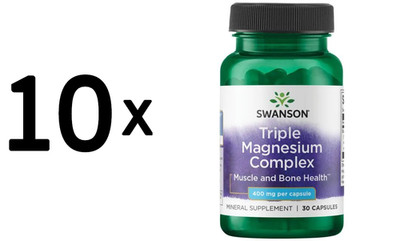 10 x Swanson Triple Magnesium Complex, 400mg - 30 caps (83,30 EUR/kg)