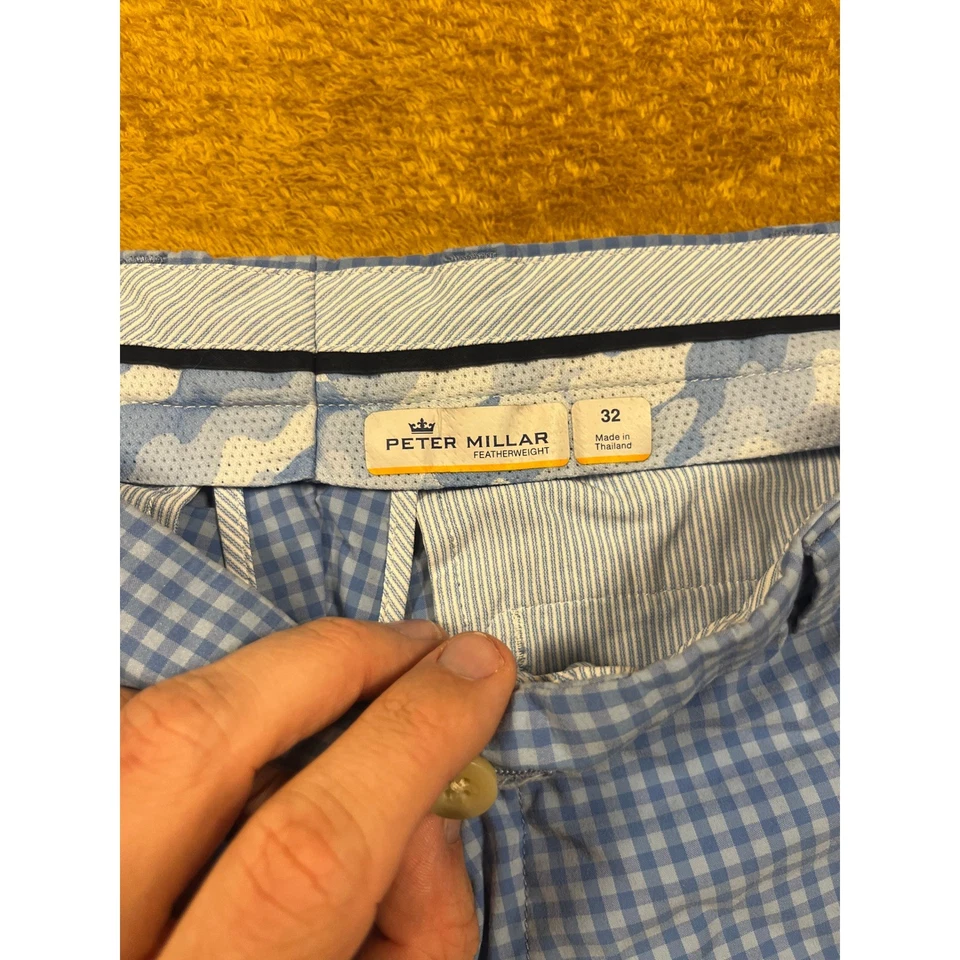 Pantalones Cortos Peter Millar Peso Pluma Guinga Para Hombre Talla 32 Azul Blanco Informal Golf Foto 4 de 4