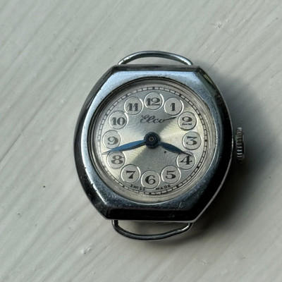 Elco 22mm Vintage Bullseye Silber Zifferblatt Handaufzug Uhrwerk Ersatzteile