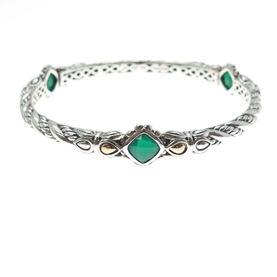 Brazalete Brazalete JAI by John Hardy Oro 14K Plata Esterlina Calcedonia Real 8" Foto 3 de 4