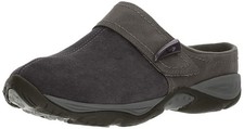 Women's Size 8W Easy Spirit Slip-On Clog Mules, Suede Casual Comfort Shoes, Grey
