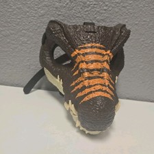Dinosaur Face Mask Brown Orange Cream Plastic Adjustable Strap Costume