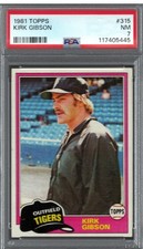 1981 Topps #315 Kirk Gibson ROOKIE PSA 7 NM Tigers Dodgers HOF WS MVP