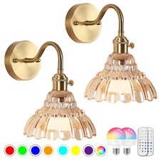 Vintage Battery Operated Wall Sconces Set Of Two, Indoor not Hardwired Brass ...