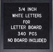 Felt Letter Board Letters Set - Pre-Cut 340pcs 3/4 Inch White 0.75