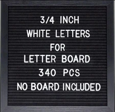 Felt Letter Board Letters Set - Pre-Cut 340pcs 3/4 Inch White 0.75 
