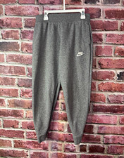 Nike Boys Gray Fleece Jogger Pants L Drawstring Elastic Waist Pockets 20"