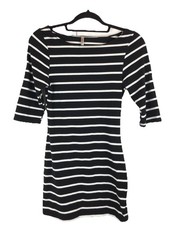 Heart Hips Junior’s Mini Dress Classic Black White Striped Travel School Casual