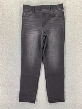 Spanx Ankle Skinny Jeans Women's Large Black Tapered Pull On Stretch 30x27 