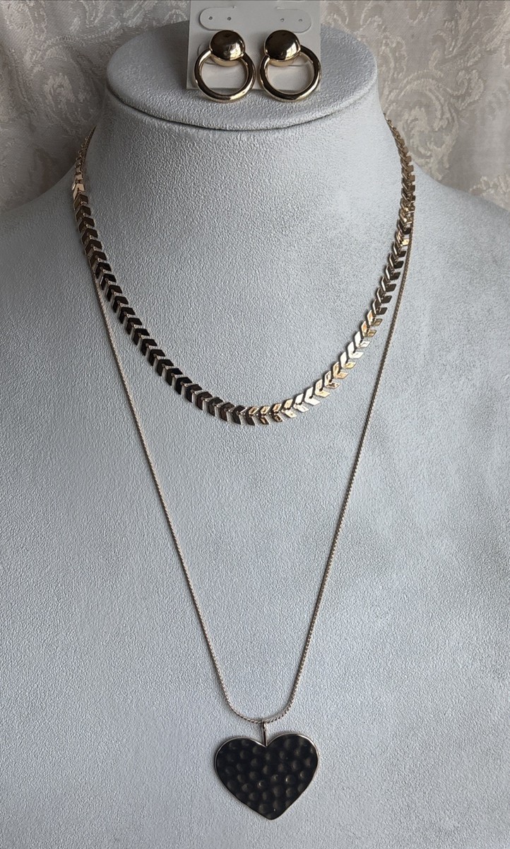 Park Lane Fairytale Double Tier Necklace 16” & 22” Gold Tone Heart