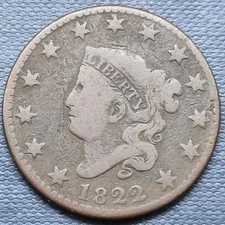 1822 Coronet Head Large Cent 1c Circulated #95851