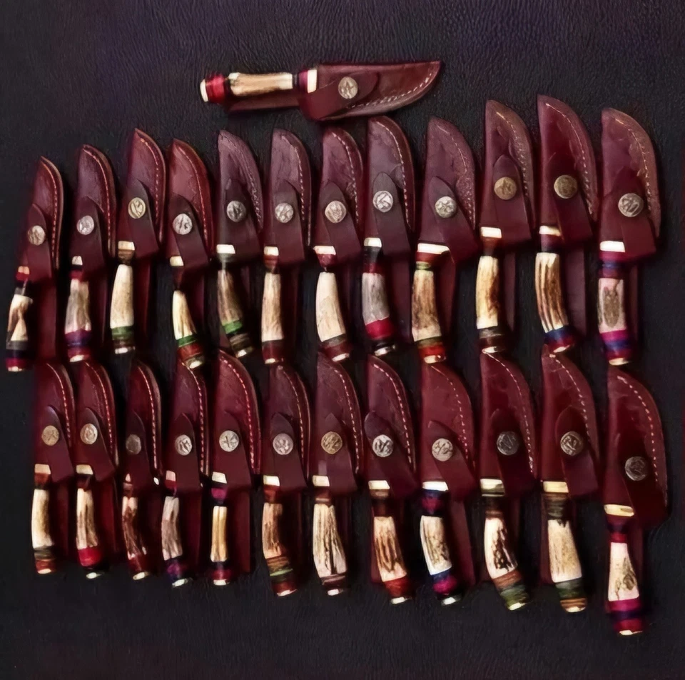 批量 20 件 定制 手工制作 大马士革钢刀 带 STAG HORN 手柄 带鞘 — 第 4/4 张图片