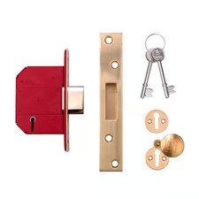 Image of Union Strongbolt 2100S BS 5 Lever Mortice Deadlock 68Mm 2.5In Satin Brass