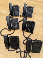 Lot of 6 Polycom VVX 411 VolP IP Office Phones w/ Handsets & Stands
