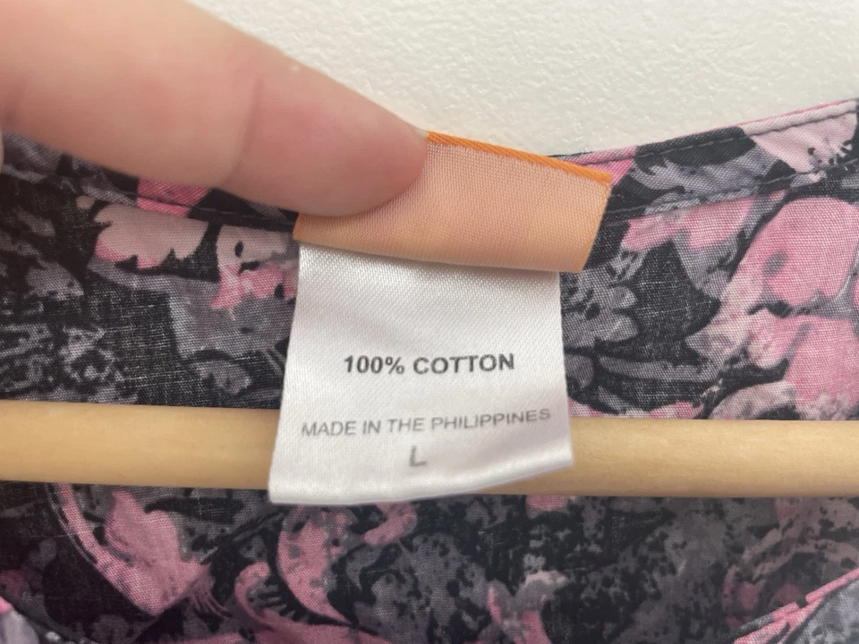 ICU By Barco Women's Pink Floral Cotton Crewneck Long Sleeve Scrub Top Black L - Image 3 of 4