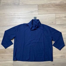 Club Monaco Women's Funnel Neck Wool Blend Top Boxy Cropped Fit Small Blue