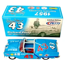 RICHARD PETTY 1/24 #43 1957 OLDS CONVERTIBLE DIECAST - THE KING'S 1ST RACE CAR 