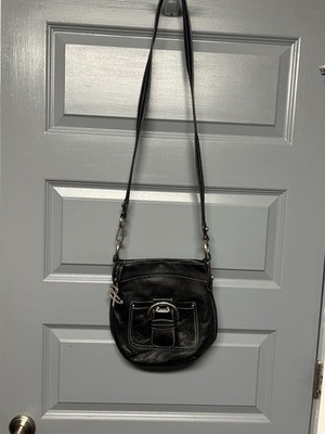 b. makowsky Westbourne Black Pebbled Leather crossbody bag. Nickel Hardware EUC