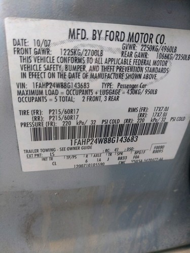 2008 2009 Ford Taurus Mercury Sable HVAC Control Panel Automatic 18c 612- Dzu7a - Picture 12 of 14