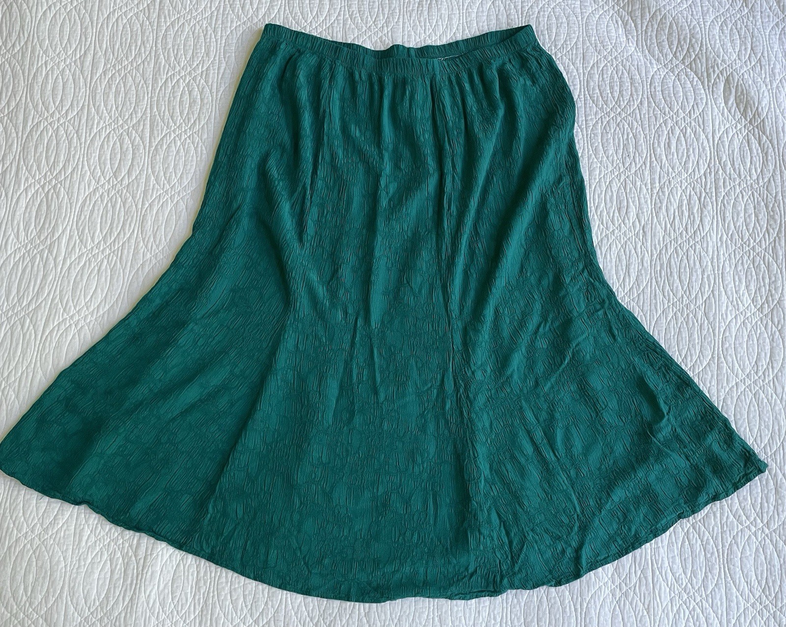 VTG Teddi Long Textured Skirt Sz 24W Rayon Tumpet Tulip Boho 80's Pull on
