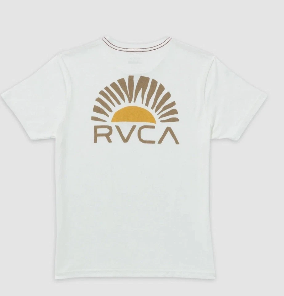 RVCA Shirt Men's Rise Sun Cut Short Sleeve Graphic Tee Antique White Large - Image 2 of 3