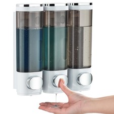 Shampoo and Conditioner Dispenser Shower Soap 3 Chamber No Drill for Wall