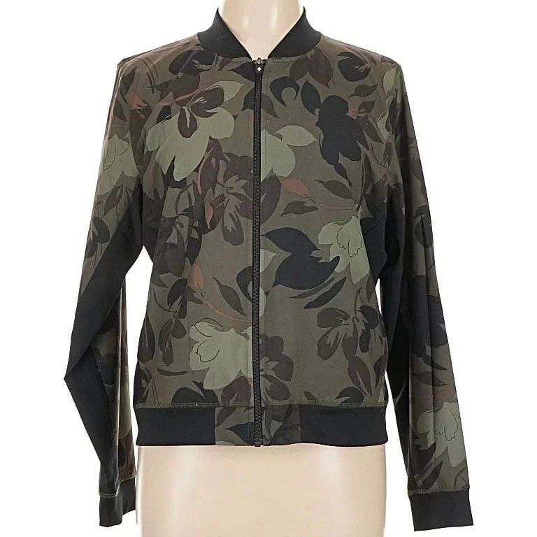 Skechers Floral Camo Bomber Jacket Women Size XL Lightweight Full Zip Gym Travel - Image 3 of 4
