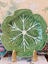 Vintage Green Bordallo Pinheiro Cabbage Dinner Plates, 10