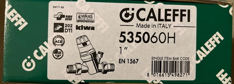 Pressure Reducing Valve Caleffi  1" Model: 535060H new in sealed box - Image 2 of 2