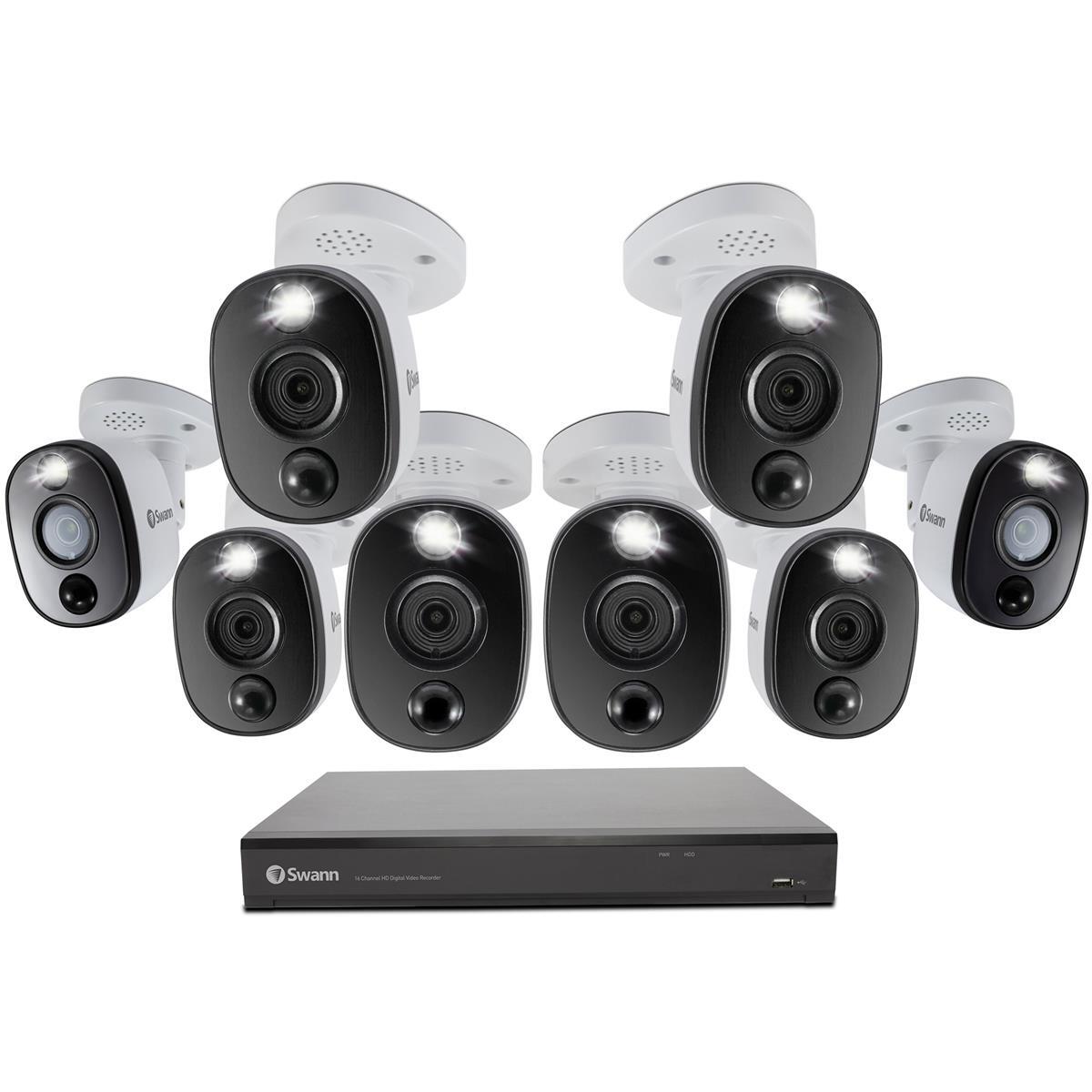 Swann DVR-5580 16-канальный видеорегистратор 4K UHD емкостью 2 ТБ с 8 камерами световой сигнализации