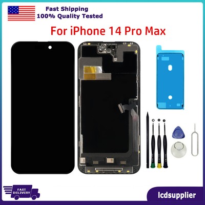 US For iPhone 14 Pro Max Display LCD Touch Screen Digitizer Frame Assembly +Tool