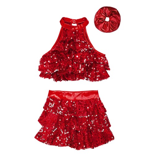 Girls Dancewear Sequin Outfits Performance Set Jazz Culottes Carnival Shorts - Picture 39 of 65