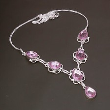Collana gioielli etnici fatti a mano in argento 925 con pietre preziose kunzi...