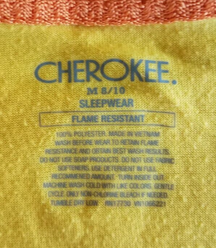 CHEROKEE Sleepwear Kids Yellow Short Sleeve Graphic Print Pajama Top Size M/8/10 - Picture 4 of 7