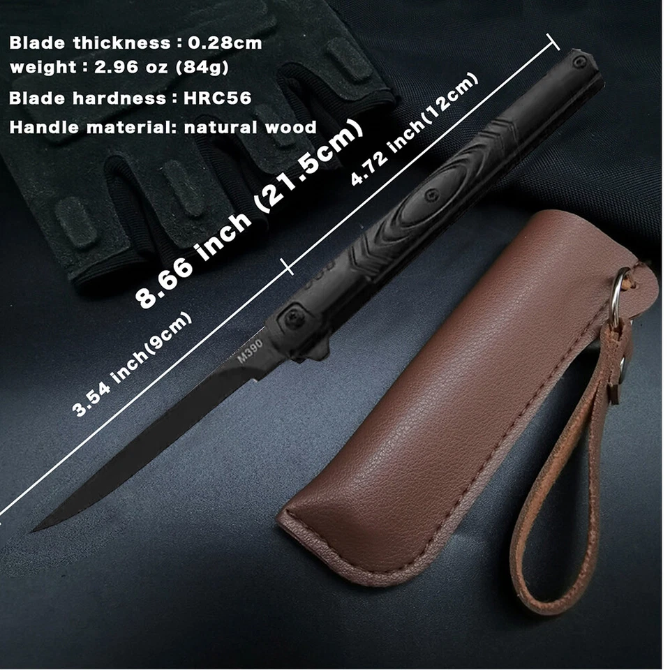 Mens Pocket Folding Knife Sheath Stainless Steel Blade Outdoor Hunting Tactical - Image 4 of 4